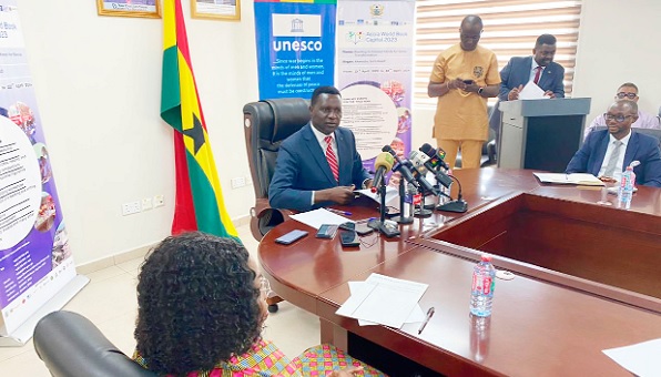 • Dr Yaw Osei Adutwum, Minister of Education, addressing the press conference • Dr Yaw Osei Adutwum, Minister of Education, addressing the press conference