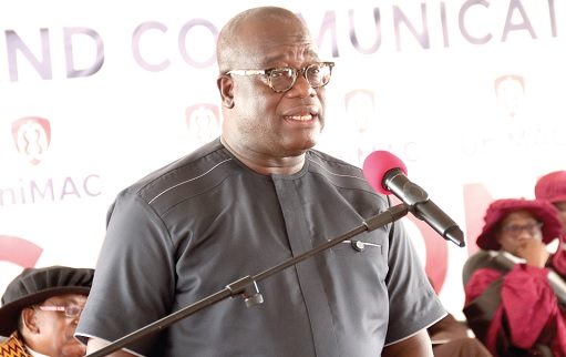 • Theophilus Yartey (left), Editor, Graphic, addressing the congregation at the University of Media, Arts and Communication in Accra. Picture: ELVIS NII NOI DOWUONA