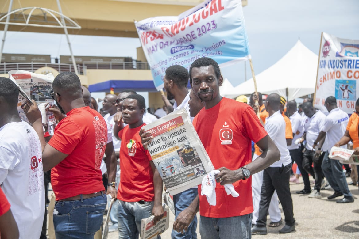 At the 2023 May Day parade in Accra