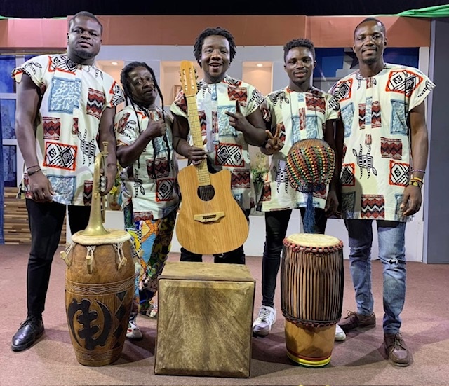 Nii Osabu (middle) and the Afro Boys Band afroband