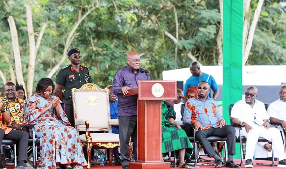 President Nana Akufo-Addo addressing the emancipation day durbar at Assin Manso President Nana Akufo-Addo addressing the emancipation day durbar at Assin Manso
