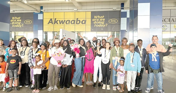 The gallant contestants and their parents after they disembarked at the Kotoka International Airport The gallant contestants and their parents after they disembarked at the Kotoka International Airport