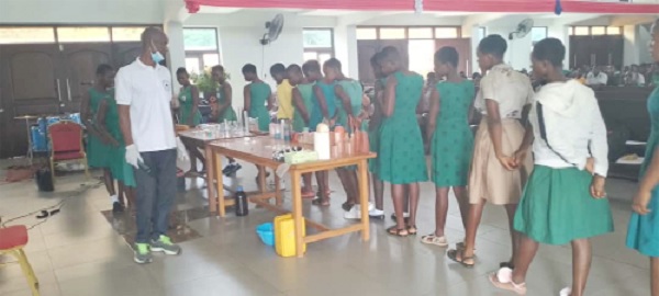 Some of students observing the science practical lessons at Adidome Some of students observing the science practical lessons at Adidome