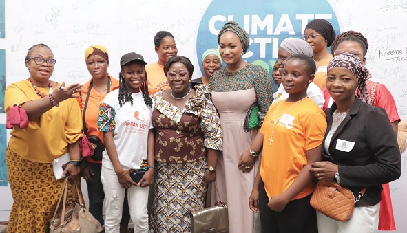 Akosua Frema Osei Opare (4th from left), Chief of Staff, with Samira Bawumia (3rd from right)), wife of the Vice-President, and some participants after the closing ceremony of the African Women and Children Conference Akosua Frema Osei Opare (4th from left), Chief of Staff, with Samira Bawumia (3rd from right)), wife of the Vice-President, and some participants after the closing ceremony of the African Women and Children Conference
