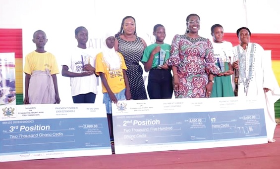 Ursula Owusu-Ekuful (3rd from right), Minister of Communications and Digitisation, with some of the award winners Ursula Owusu-Ekuful (3rd from right), Minister of Communications and Digitisation, with some of the award winners