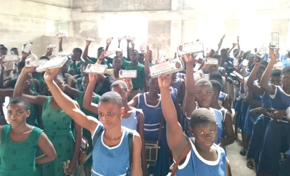 Some of the BECE candidates displaying the mathematical sets.
