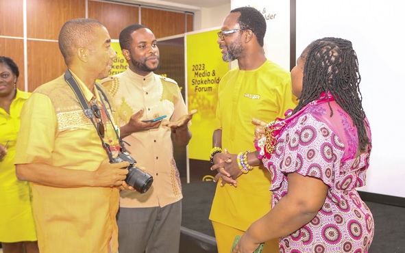 Selorm Adadevoh (2nd from right), CEO of MTN Ghana, interacting with some of the participants Selorm Adadevoh (2nd from right), CEO of MTN Ghana, interacting with some of the participants