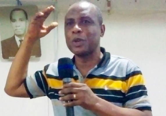 Christian Hottor, the Yilo Krobo Municipal Finance Officer, addressing the stakeholders meeting