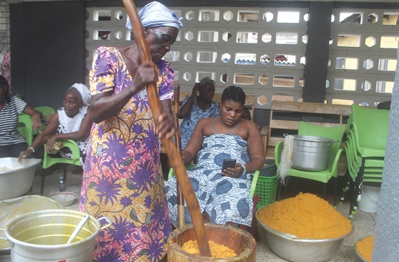 Some women preparing ‘Kpokpoi’, the traditional meal for the festival. Picture: ESTHER ADJORKOR ADJEI Some women preparing ‘Kpokpoi’, the traditional meal for the festival. Picture: ESTHER ADJORKOR ADJEI