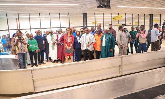 Dr Mahamudu Bawumia (arrowed) being conducted round the Tamale International Airport. with him are Kwaku Ofori Asiamah (on his left), Minister of Transport; Pamela Djamson Tetteh, MD of Ghana Airport Company, and other dignitaries Dr Mahamudu Bawumia (arrowed) being conducted round the Tamale International Airport. with him are Kwaku Ofori Asiamah (on his left), Minister of Transport; Pamela Djamson Tetteh, MD of Ghana Airport Company, and other dignitaries
