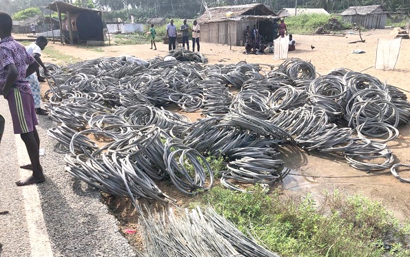 Some of the cables allegedly found at the hideout of the suspects Some of the cables allegedly found at the hideout of the suspects