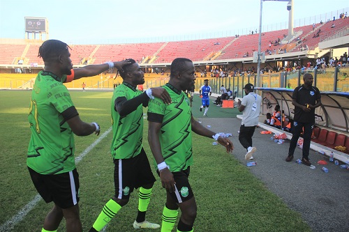 Dreams FC fought back from a goal down to win through two late goals in the second half Celebration