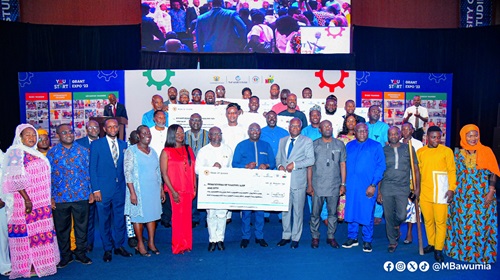Vice-President Dr Mahamudu Bawumia (middle), flanked by Ken Ofori-Atta (6th from left), the Finance Minister, and K.T. Hammond (6th from right), Trade Minister, with other officials and beneficiaries after the event. Vice-President Dr Mahamudu Bawumia (middle), flanked by Ken Ofori-Atta (6th from left), the Finance Minister, and K.T. Hammond (6th from right), Trade Minister, with other officials and beneficiaries after the event.