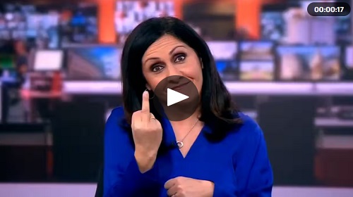 VIDEO: BBC presenter apologises after giving middle finger at start of live broadcast VIDEO: BBC presenter apologises after giving middle finger at start of live broadcast