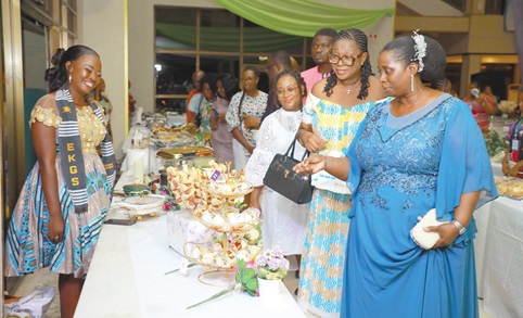 Efua Otua Goode Obeng Kyei (right), Director of the EKGS Culinary Institute, leading the other invited guests to inspect the work of the graduands Efua Otua Goode Obeng Kyei (right), Director of the EKGS Culinary Institute, leading the other invited guests to inspect the work of the graduands