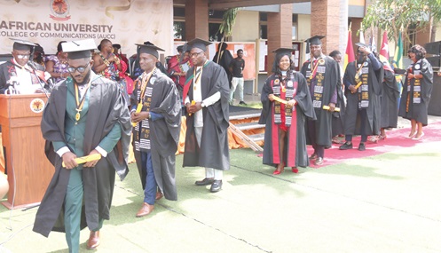 Some graduands of African University College of Communications after receiving their medals and certificates. Picture: ELVIS NII NOI DOWUONA Some graduands of African University College of Communications after receiving their medals and certificates. Picture: ELVIS NII NOI DOWUONA