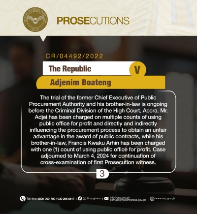 OSP cases in court for trial