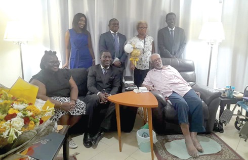 Ramses Cleland (seated middle) with other members of the delegation from the Ministry of Foreign Affairs during the celebration of the 100th birthday of Ambassador Richard Akwei (right) Ramses Cleland (seated middle) with other members of the delegation from the Ministry of Foreign Affairs during the celebration of the 100th birthday of Ambassador Richard Akwei (right)