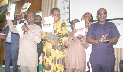 From left: Prof. George Gyan-Baffour, Chairman, National Development Planning Commission; Dr Leticia Adelaide Appiah, Executive Director, National Population Council; Prof. Stephen O.Kwankye, Regional Institute of Population Studies, and other dignitaries launching the Ghana Review Report at the Accra International Conference Centre. Picture: ESTHER ADJORKOR ADJEI From left: Prof. George Gyan-Baffour, Chairman, National Development Planning Commission; Dr Leticia Adelaide Appiah, Executive Director, National Population Council; Prof. Stephen O.Kwankye, Regional Institute of Population Studies, and other dignitaries launching the Ghana Review Report at the Accra International Conference Centre. Picture: ESTHER ADJORKOR ADJEI