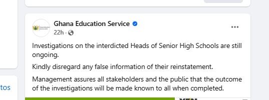 GES on interdiction of headteachers