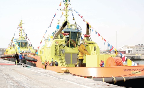 The newly commissioned tugboats