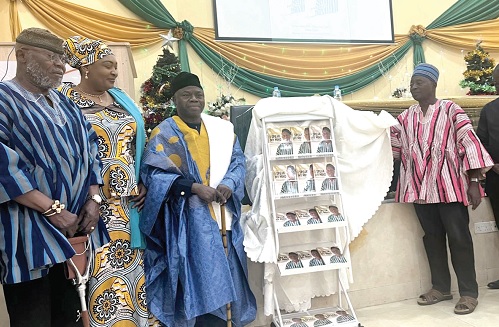 Prof. Al-hassan Wayo Seini (right), Naa Dr Alhassan Andani (3rd from left) and other dignitaries unveiling the memoirs Prof. Al-hassan Wayo Seini (right), Naa Dr Alhassan Andani (3rd from left) and other dignitaries unveiling the memoirs