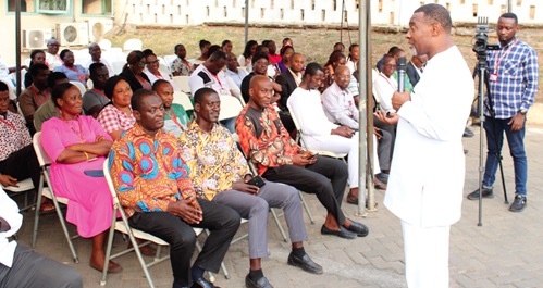 Dr Lawrence Tetteh (right), an evangelist, delivering his sermon