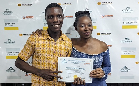 • Dr Tokie Laotan-Brown (right), lead heritage architect on the Calabar project, with one of the trainees Young Africans receive training in new building technology