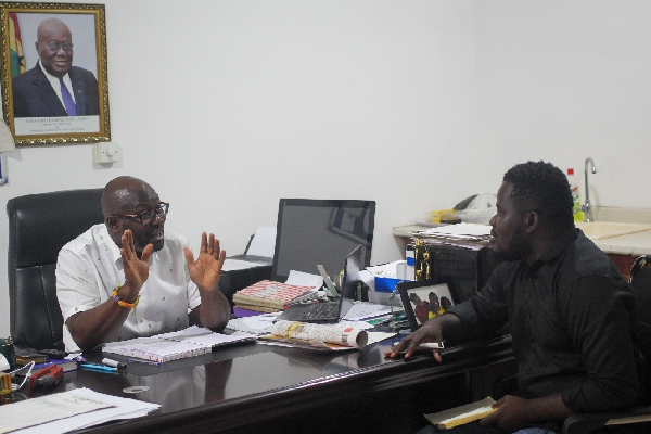 Dr Frank Baning (left), Director, Pantang Hospital, in an interview with Maclean Kwofi, our reporter. PICTURE: MAXWELL OCLOO Dr Frank Baning (left), Director, Pantang Hospital, in an interview with Maclean Kwofi, our reporter. PICTURE: MAXWELL OCLOO