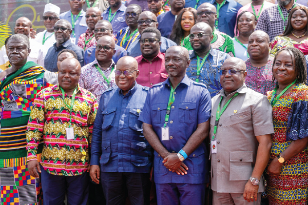 President Akufo-Addo (3rd from left) with some of the participants 