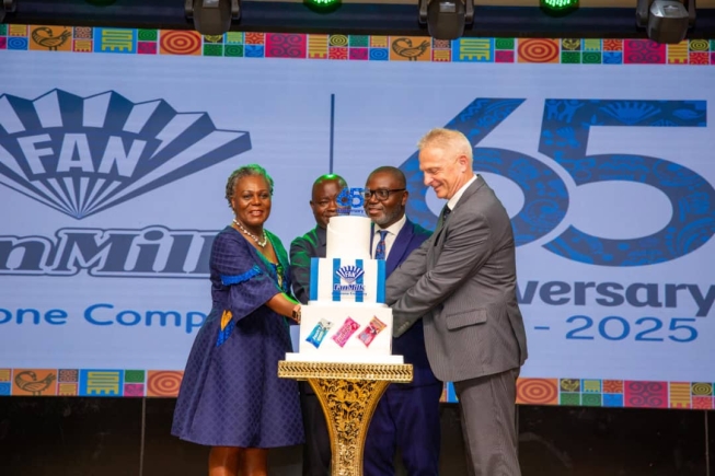 From L-R _ Freda Yahan Duplan, Board Chair, FanMilk PLC Hon. Sampson Ahi Deputy Minister of Trade, Agribusiness and Industry Lionel Parent, Managing Director, FanMilk Ghana & Francos Hendrik Born, General Manager, Danone, Sub Saharan Africa (SSA) From L-R _ Freda Yahan Duplan, Board Chair, FanMilk PLC Hon. Sampson Ahi Deputy Minister of Trade, Agribusiness and Industry Lionel Parent, Managing Director, FanMilk Ghana & Francos Hendrik Born, General Manager, Danone, Sub Saharan Africa (SSA)