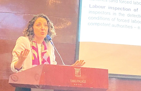 • Alix Nasri, the Global Coordinator of ILO’s 8.7 Accelerator Lab, addressing the conference More fishers trapped in forced labour — ILO