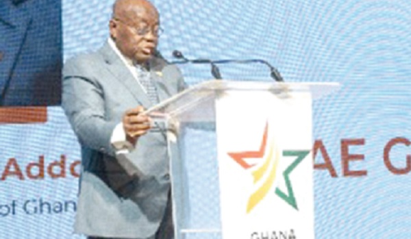 President Akufo-Addo (left) addressing some investors in the United Arab Emirates Make Ghana your business destination: President to UAE investors