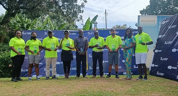 Men's winner Frank Adu Junior (middle) with other winners Men's winner Frank Adu Junior (middle) with other winners