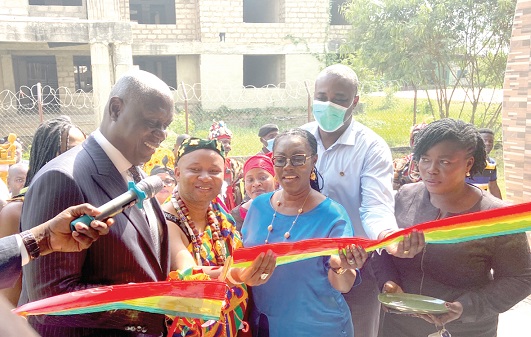 Kwesi Anin Yeboah (left), the Chief Justice, being assisted by Ursula Owusu-Ekuful (3rd from left),MP for Ablekuma West, and Nii Adote Odaawulu I of the Sempe Traditional Council, to cut the tape to inaugurate the new court building Kwesi Anin Yeboah (left), the Chief Justice, being assisted by Ursula Owusu-Ekuful (3rd from left),MP for Ablekuma West, and Nii Adote Odaawulu I of the Sempe Traditional Council, to cut the tape to inaugurate the new court building