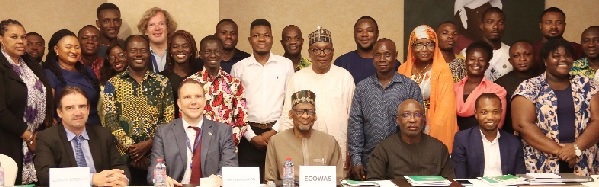 Baba Gana Wakil (seated in the middle), Resident Representative, ECOWAS with Peter Smidt Van Gelder (seated 2nd from left), Deputy Head of Mission, European Union Delegation to Ghana; Daniel Krull (seated left), German Ambassador to Ghana; Solomon Okai (seated right), Programme Officer, Foundation for Security and Development in Africa and some participants after the workshop. Picture: ELVIS NII NOI DOWUONA Baba Gana Wakil (seated in the middle), Resident Representative, ECOWAS with Peter Smidt Van Gelder (seated 2nd from left), Deputy Head of Mission, European Union Delegation to Ghana; Daniel Krull (seated left), German Ambassador to Ghana; Solomon Okai (seated right), Programme Officer, Foundation for Security and Development in Africa and some participants after the workshop. Picture: ELVIS NII NOI DOWUONA