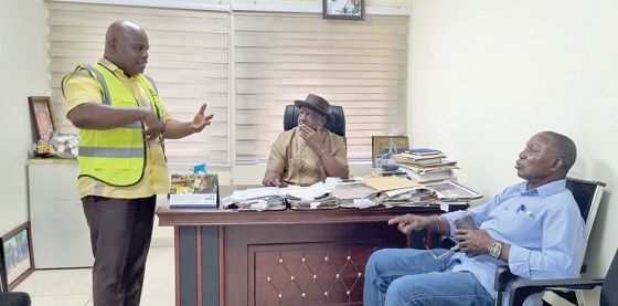 Charles Nii Ayiku Ayiku (left), General Manager of External Communications, ECG, interacting with Godfred Abulbuire (middle), General Secretary of GPRTU, and Isaac Esau (right), Deputy General Secretary (Administration) of GPRTU Charles Nii Ayiku Ayiku (left), General Manager of External Communications, ECG, interacting with Godfred Abulbuire (middle), General Secretary of GPRTU, and Isaac Esau (right), Deputy General Secretary (Administration) of GPRTU
