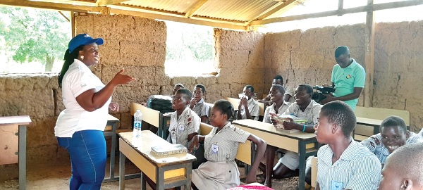 Egbetorhia Vasty Nunana (left), National Executive Member of GNAT, advising the junior high school students
