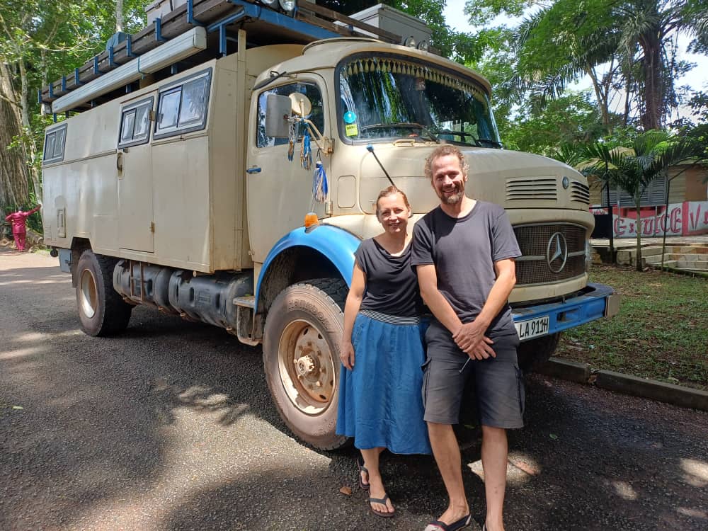 Thomas Rahn (right) and Sabine Hoppe (left), the tourist couple who drove a 1977-year-old vehicle from Germany to Ghana Thomas Rahn (right) and Sabine Hoppe
