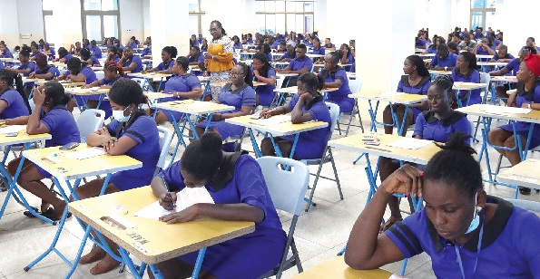 Some of the Medicine Counter Assistants writing the Ghana Medicine Counter Assistants Certified Examination