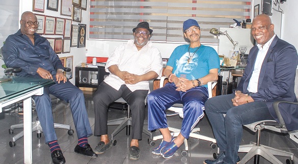 Reginald Laryea (left), President, Dream Child Foundation, interacting with Ato Afful (right), MD, Graphic Communications Group Limited. with them are Kofi Amoakohene (2nd from left), co-Founder, DreamChild Foundation and Olorogun Oskar Ibru (2nd from right), Chairman, DreamChild Foundation. Picture: ERNEST KODZI Reginald Laryea (left), President, Dream Child Foundation, interacting with Ato Afful (right), MD, Graphic Communications Group Limited. with them are Kofi Amoakohene (2nd from left), co-Founder, DreamChild Foundation and Olorogun Oskar Ibru (2nd from right), Chairman, DreamChild Foundation. Picture: ERNEST KODZI
