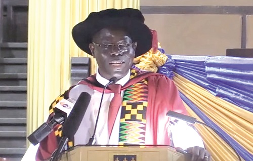 Professor Justice Nonvignon speaking at the inaugural lecture Professor Justice Nonvignon speaking at the inaugural lecture