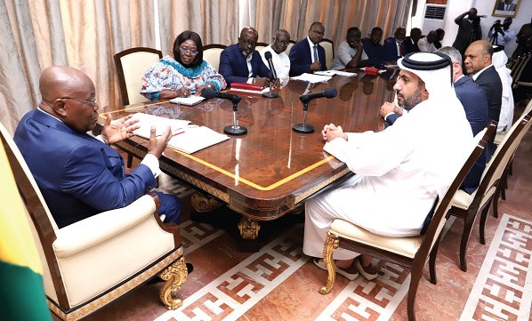 President Akufo-Addo (left) addressing the delegation from Qatar Investment Authority, led by Sheikh Faisal Al Thani (right), Chief Executive Officer, Qatar Investment Authority for Africa and Asia, at the Jubilee House. Pictures: SAMUEL TEI ADANO President Akufo-Addo (left) addressing the delegation from Qatar Investment Authority, led by Sheikh Faisal Al Thani (right), Chief Executive Officer, Qatar Investment Authority for Africa and Asia, at the Jubilee House. Pictures: SAMUEL TEI ADANO