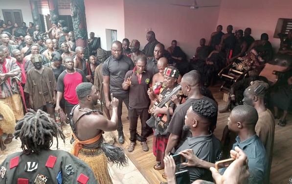 Scene at the old Sunyani palace during the announcement of Nana Asor Nkrawiri’s death