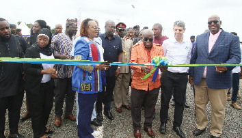 President Akufo-Addo (middle) being assisted by Mavis Hawa Koomson (left), Minister of Fisheries and Aquaculture Development, Henry Quartey (right), Greater Accra Regional Minister, to cut a ribbon to inaugurate the National Aquaculture Centre and Commercial Farms at Amrahia (top) President Akufo-Addo (middle) being assisted by Mavis Hawa Koomson (left), Minister of Fisheries and Aquaculture Development, Henry Quartey (right), Greater Accra Regional Minister, to cut a ribbon to inaugurate the National Aquaculture Centre and Commercial Farms at Amrahia (top)