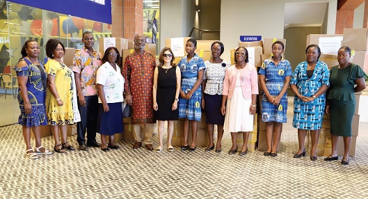 Godwin Avenorgbo (5th from left), Group Director of Communications at Melcom, with representatives of the beneficary schools. With him is Sonya Sadhwani (6th from left), Executive Director, Melcom Group of Companies Godwin Avenorgbo (5th from left), Group Director of Communications at Melcom, with representatives of the beneficary schools. With him is Sonya Sadhwani (6th from left), Executive Director, Melcom Group of Companies