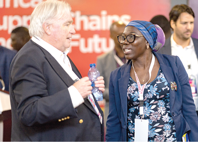 Dale S. Rogers (left), Executive Director, Centre for Applied Research and Innovation in Supply Chain-Africa, interacting with one of the participants in the summit in Accra Dale S. Rogers (left), Executive Director, Centre for Applied Research and Innovation in Supply Chain-Africa, interacting with one of the participants in the summit in Accra