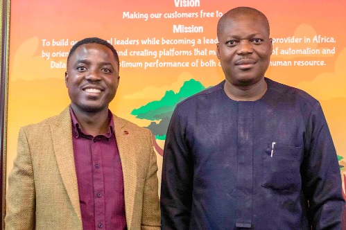 Dr Stephane Nwolley (left) and Prof. John Gatsi after the signing of the partnership Dr Stephane Nwolley (left) and Prof. John Gatsi after the signing of the partnership