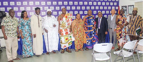 Nana Dr Susubiribi Krobea Asante (middle), Omanhene, Asante Asokore, with Togbe Tepre Hodo IV (2nd from right), President of Volta Regional House of Chiefs, Odeefuo Amankwa Buadu VII (5th from left), President, Central Regional House of Chiefs, Nuumo Gbelenfo III (4th from left), Osu Gua Wulomo, and other dignitaries Nana Dr Susubiribi Krobea Asante (middle), Omanhene, Asante Asokore, with Togbe Tepre Hodo IV (2nd from right), President of Volta Regional House of Chiefs, Odeefuo Amankwa Buadu VII (5th from left), President, Central Regional House of Chiefs, Nuumo Gbelenfo III (4th from left), Osu Gua Wulomo, and other dignitaries