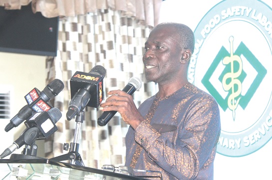 Dr Kofi Afakye (right), National Anti Microbial Project Coordinator, FAO-Ghana, addressing participants in the World Food Safety Day commemoration. Picture: ESTHER ADJORKOR ADJEI Dr Kofi Afakye (right), National Anti Microbial Project Coordinator, FAO-Ghana, addressing participants in the World Food Safety Day commemoration. Picture: ESTHER ADJORKOR ADJEI